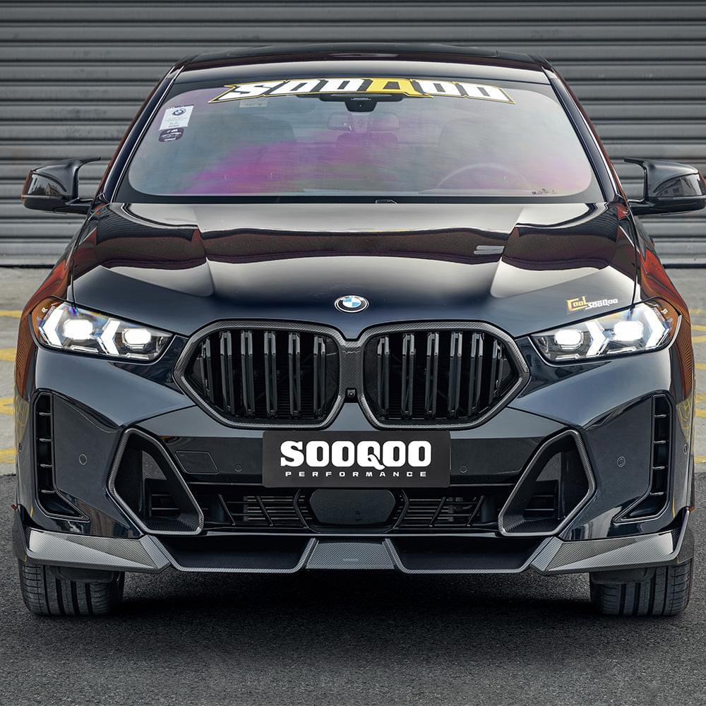 SOOQOO BMW X6 G06 LCI Front Lip In Prepreg Carbon Fiber — product view 2