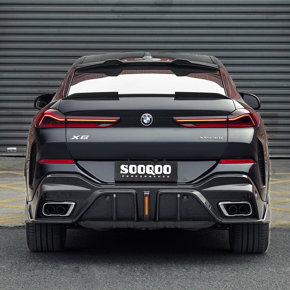 SOOQOO BMW X6 G06 Rear Diffuser W/Brake Light In Prepreg Carbon Fiber — product view 6
