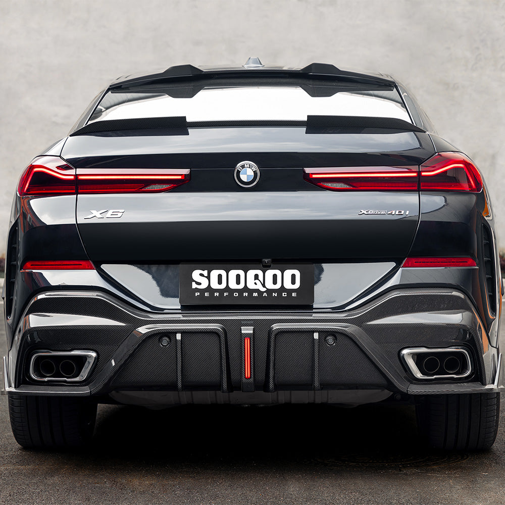 SOOQOO BMW X6 G06 Rear Diffuser W/Brake Light In Prepreg Carbon Fiber — product view 2