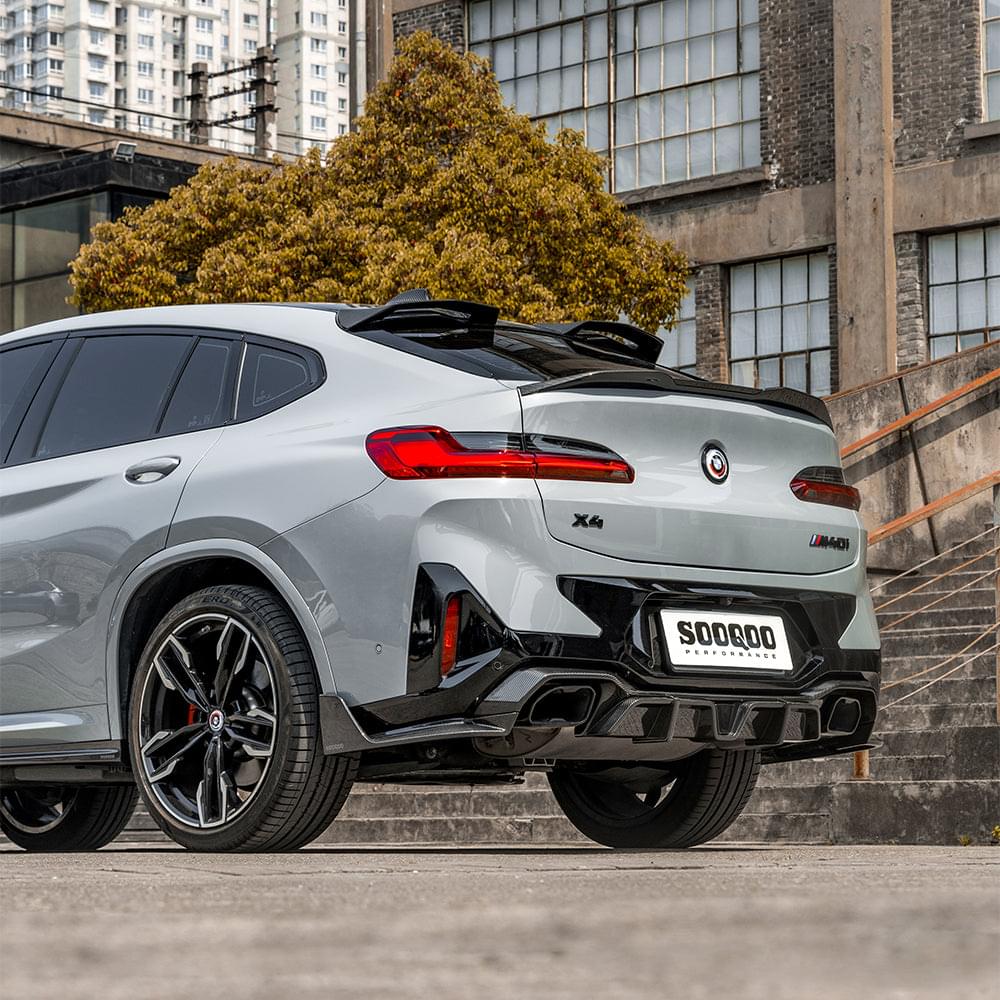 SOOQOO BMW X4 G02 LCI Rear Diffuser W/Brake Light In Prepreg Carbon Fiber — product view 4
