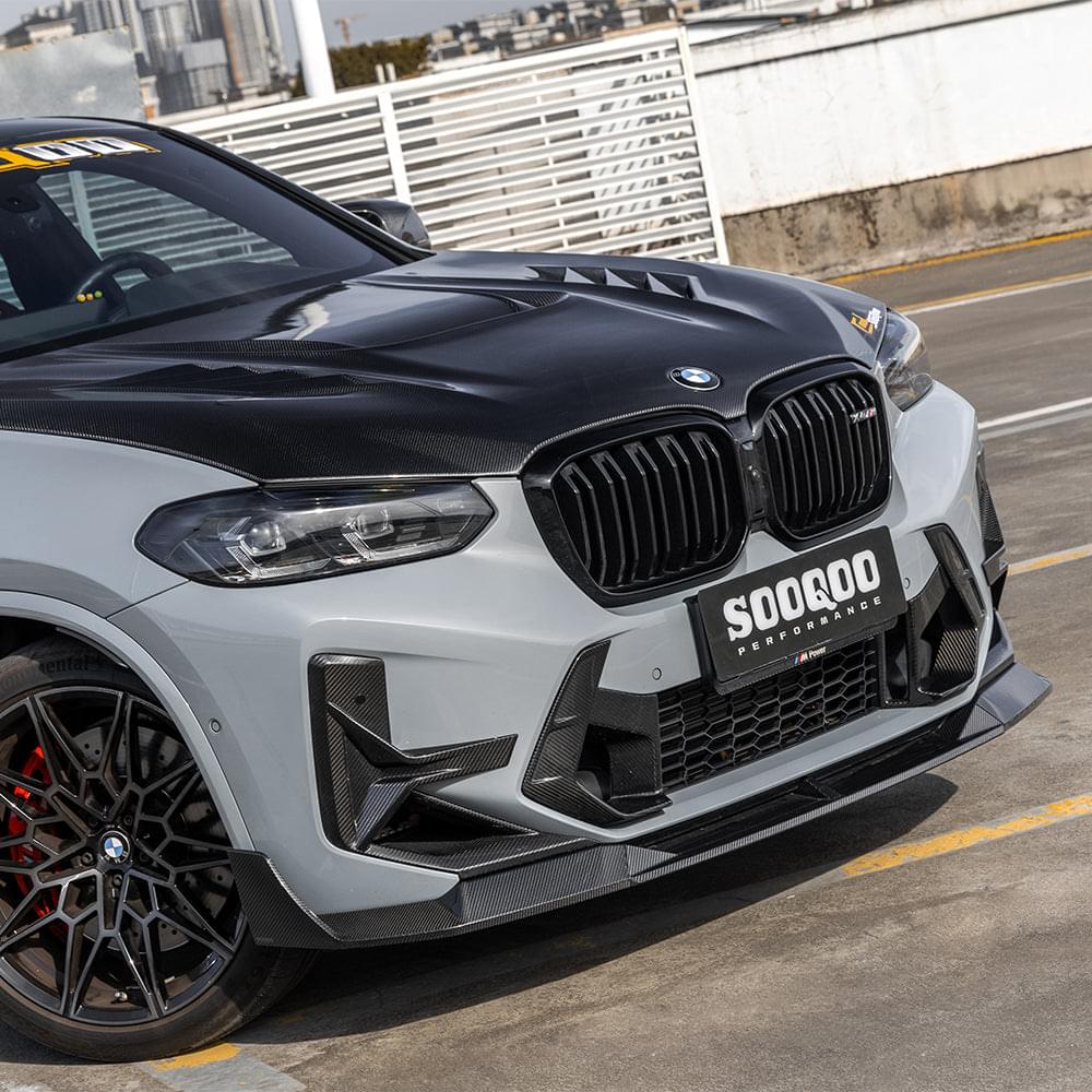 SOOQOO V2 BMW X3M F97 LCI Front Lip In Prepreg Carbon Fiber — product view 2