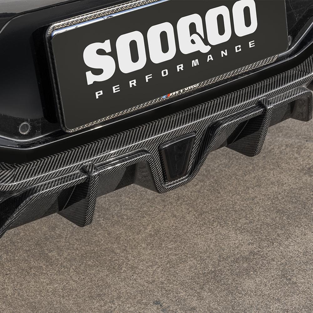 SOOQOO BMW X4M F98 LCI Rear Diffuser W/Brake Light In Prepreg Carbon Fiber — product view 8