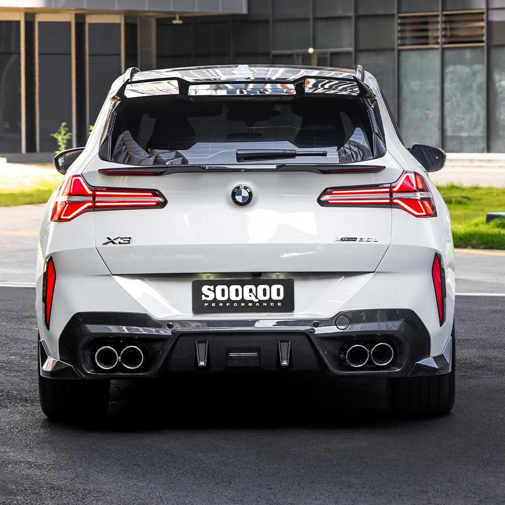 SOOQOO BMW X3 G45 Rear Bumper Inserts In Prepreg Carbon Fiber — product view 4