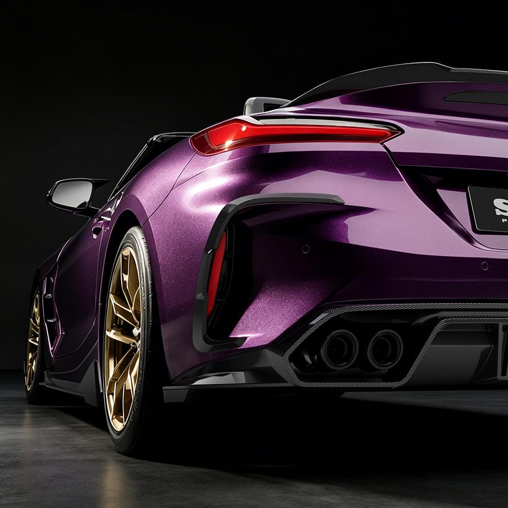 SOOQOO BMW Z4 G29 Rear Bumper Inserts In Prepreg Carbon Fiber — product view 6