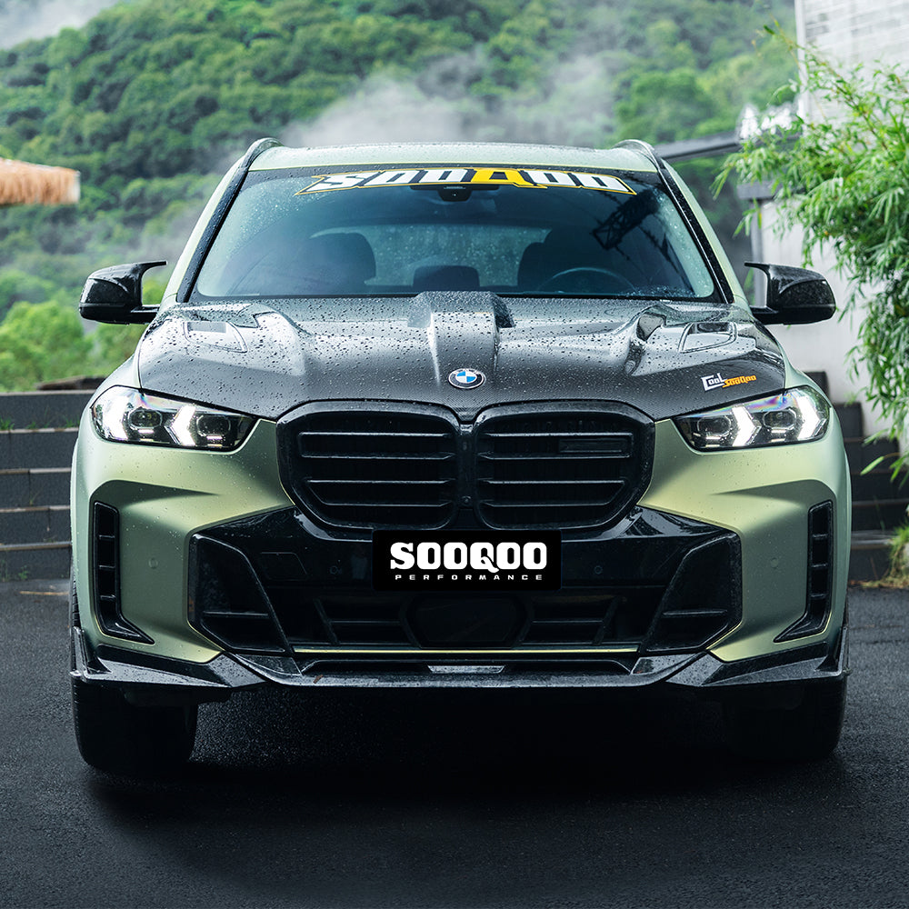 SOOQOO BMW X5M F95 Vented Hood In Gloss Carbon — product view 4