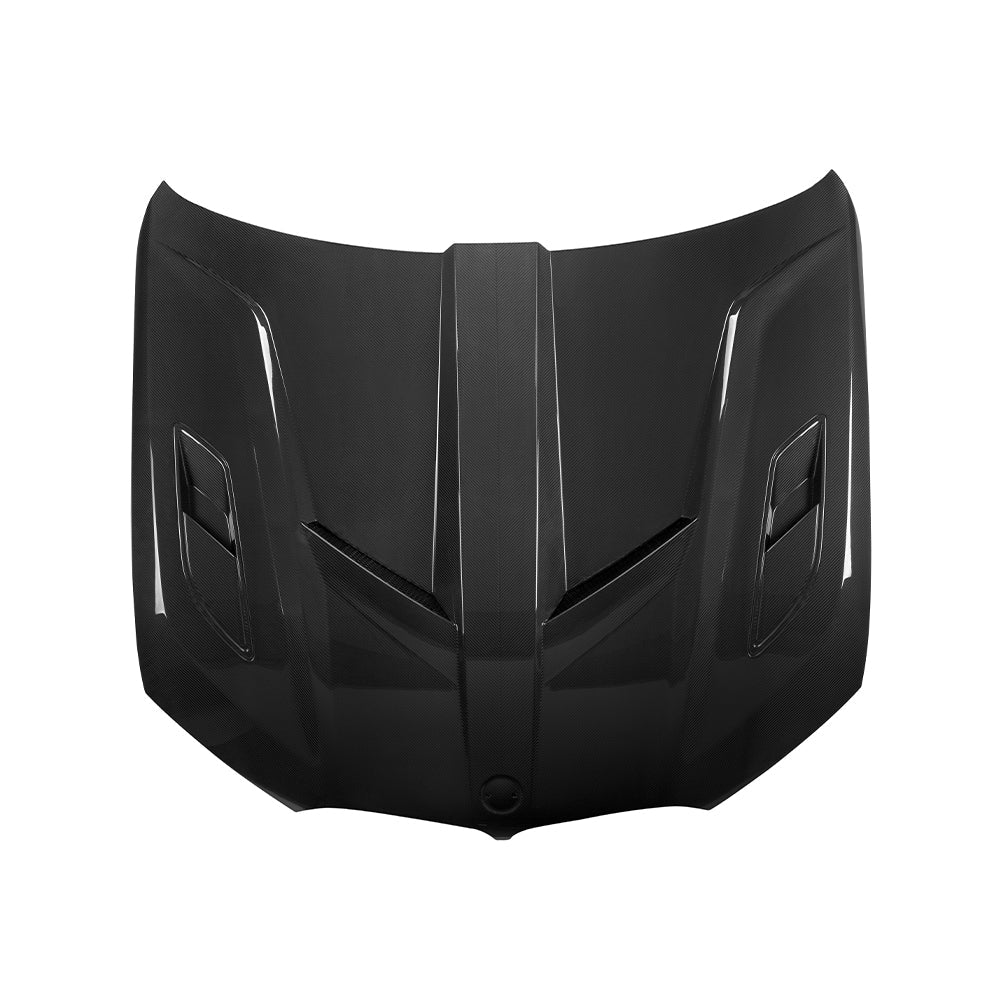 SOOQOO BMW X5M F95 Vented Hood In Gloss Carbon — product view 3