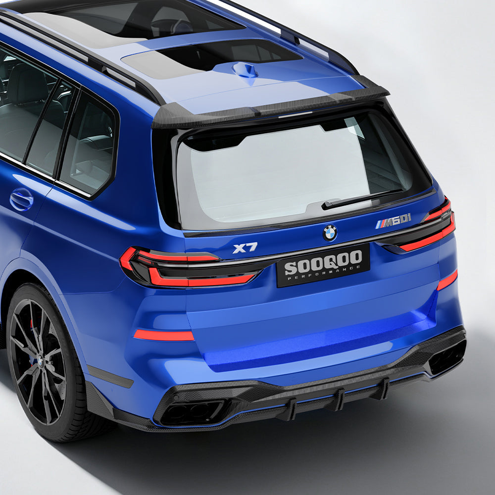 SOOQOO BMW X7 G07 Top Spoiler In Gloss Carbon — product view 2