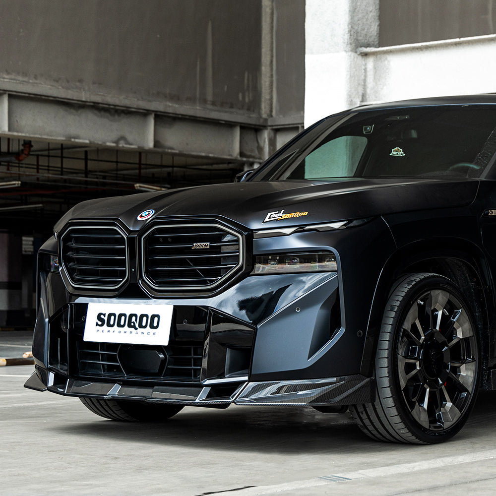 SOOQOO BMW XM G09 Front Lip In Prepreg Carbon Fiber — product view 2