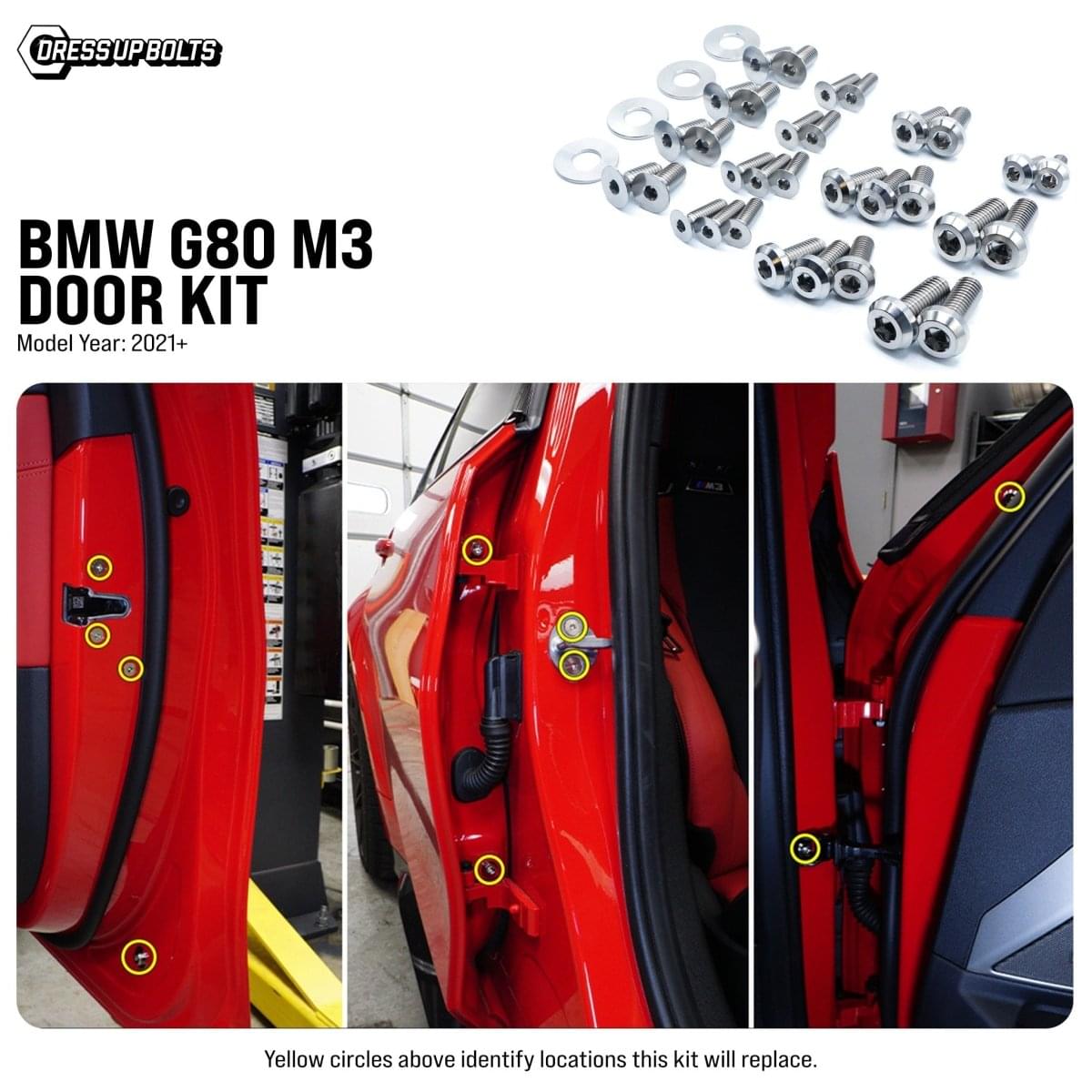 Dress Up Bolts Titanium Hardware Door Kit - BMW G80 M3 (2021+).