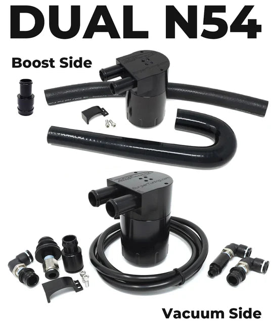 Dual BMS Oil Catch Can Kit for N54 BMW (Vacuum & Boost).