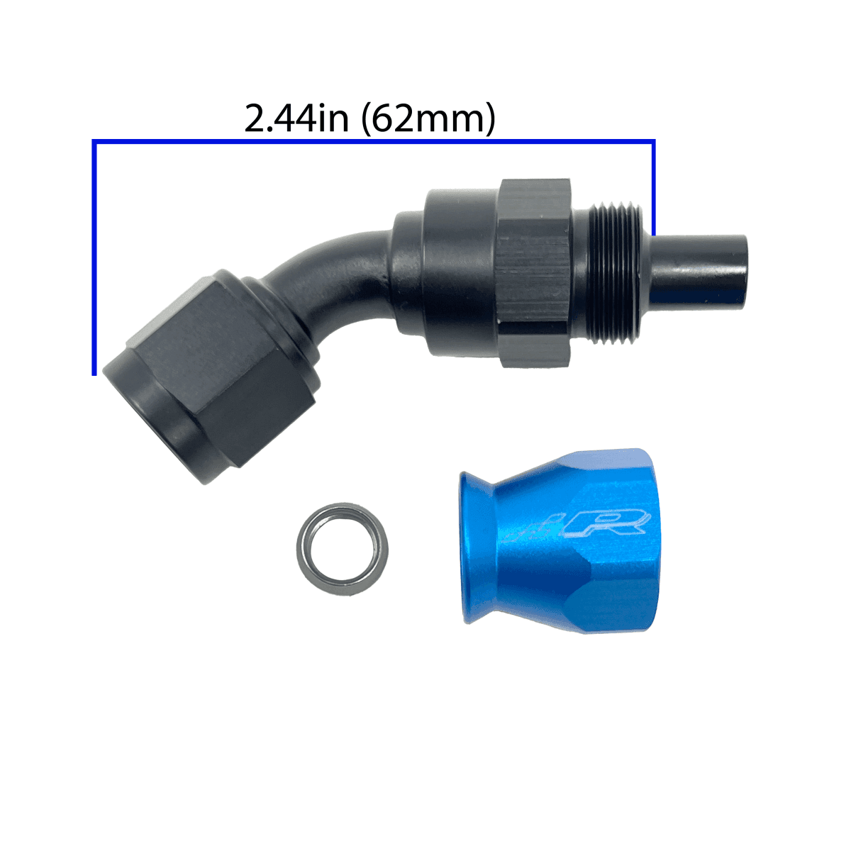 Fuel Line Fitting PTFE to 45 Degree Female Flare AN6.