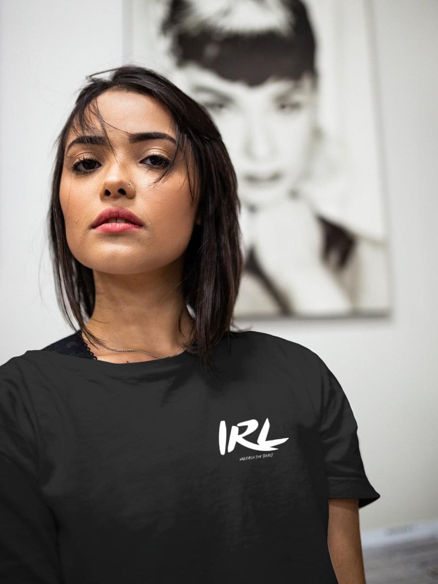 IRL BLACK T SHIRT.