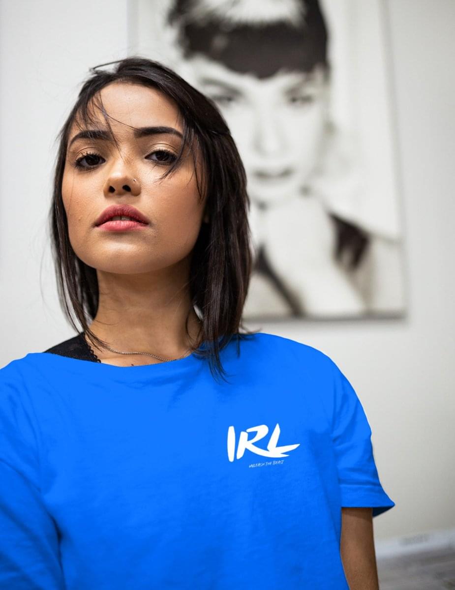 IRL BLUE T SHIRT.
