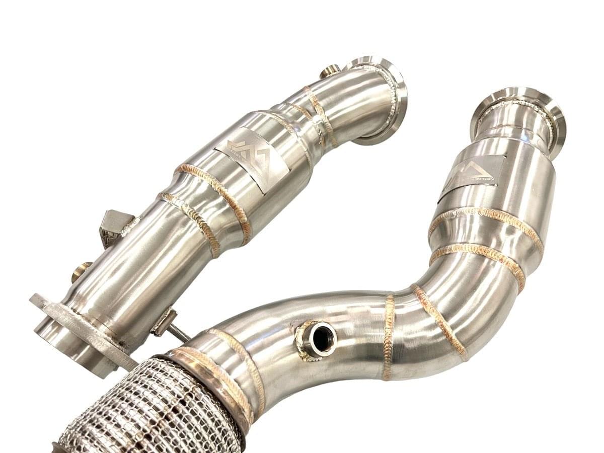 MAD BMW M2C M3 M4 S58 Resonated Downpipes W/ Flex Section.