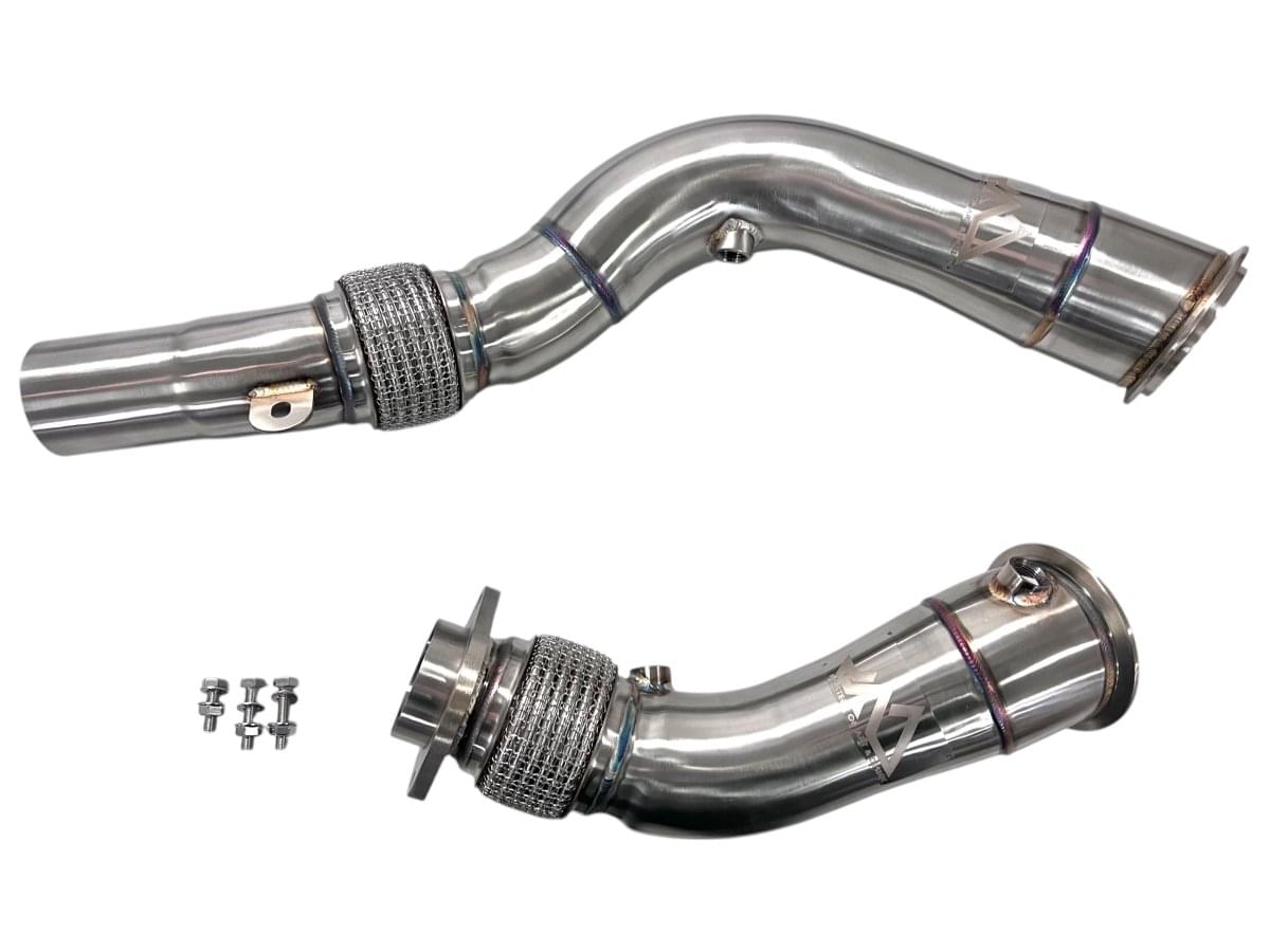 MAD BMW S55 3.5" Fat Boy Downpipes M2C M3 M4 W/ Flex Section.