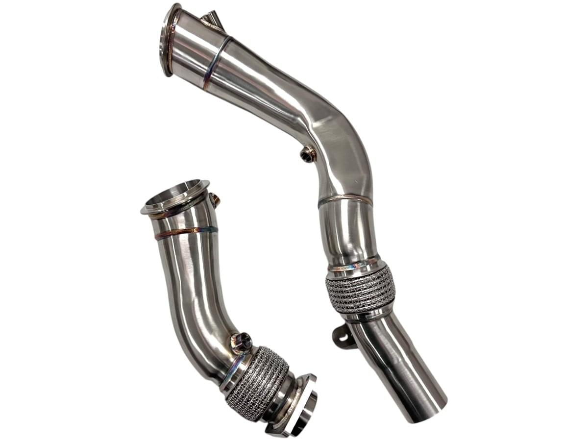 MAD BMW S55 3.5" Fat Boy Downpipes M2C M3 M4 W/ Flex Section.