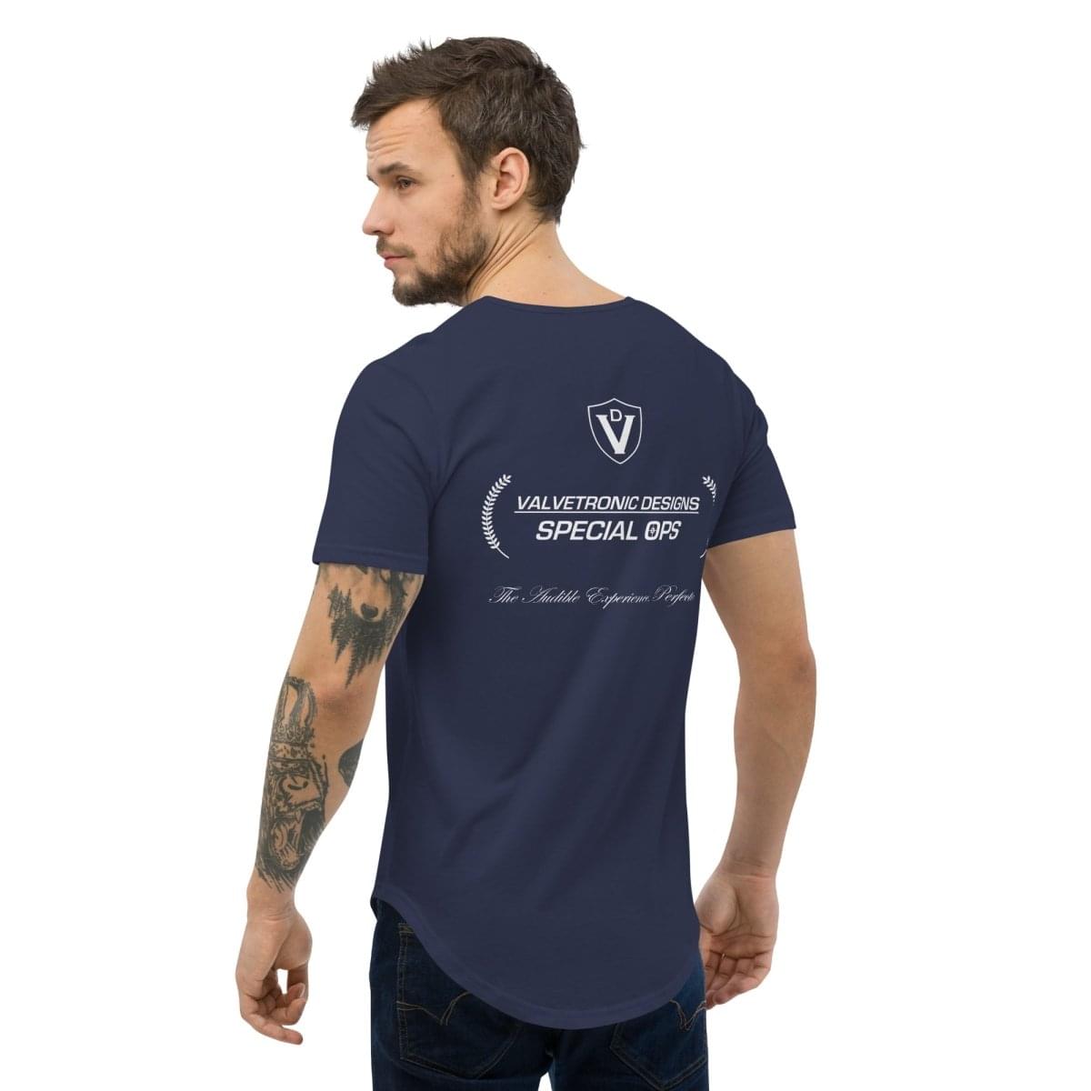 Men's Curved Hem T-Shirt Large special ops logo ( dark base colors).