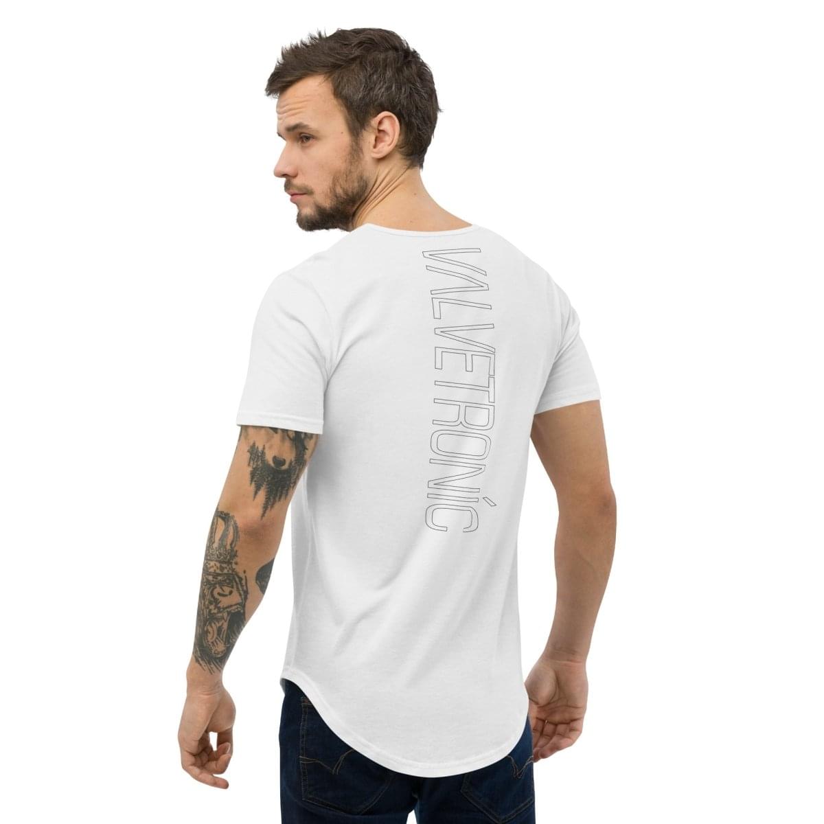 Men's Curved Hem T-Shirt White logo (Valvetronic).
