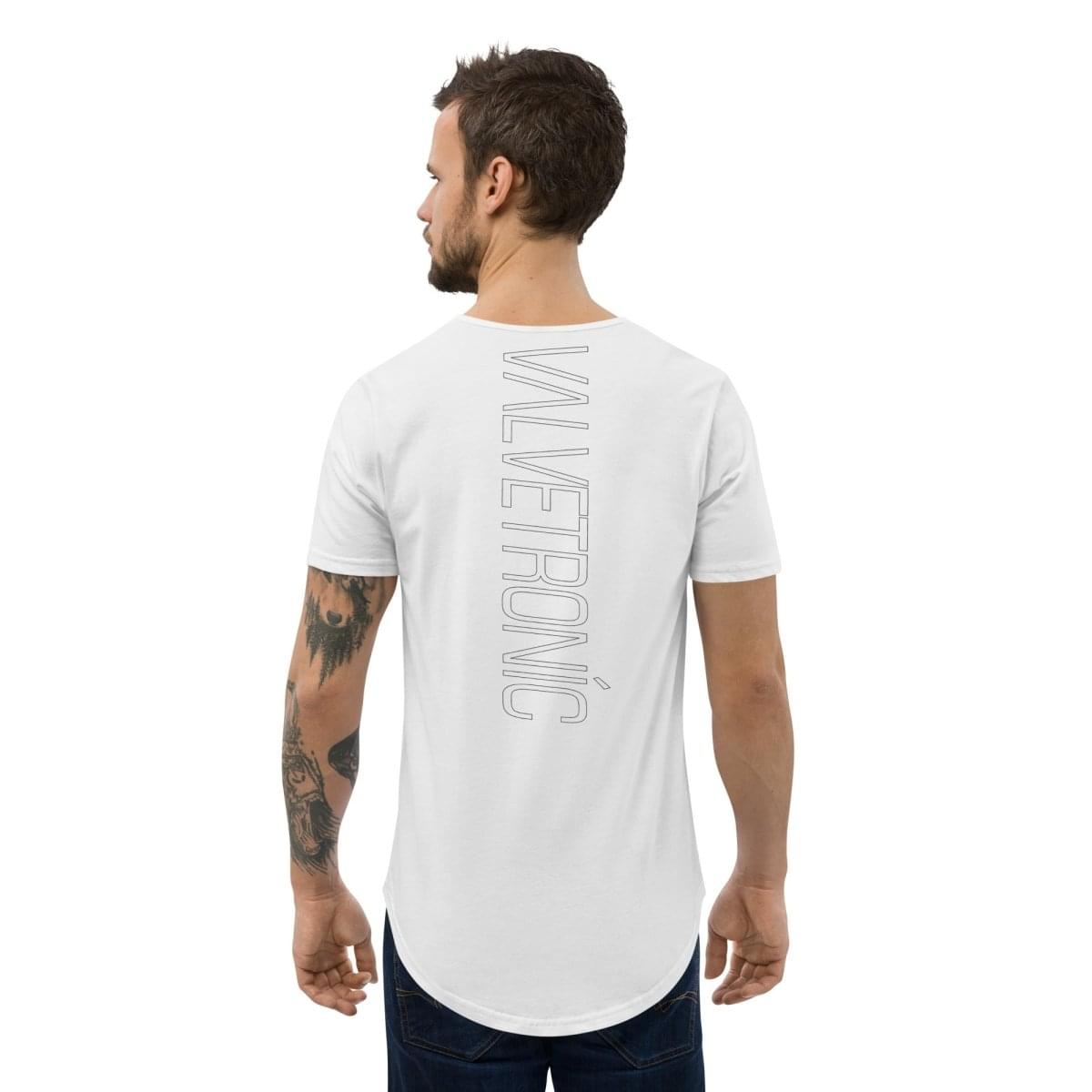 Men's Curved Hem T-Shirt White logo (Valvetronic).