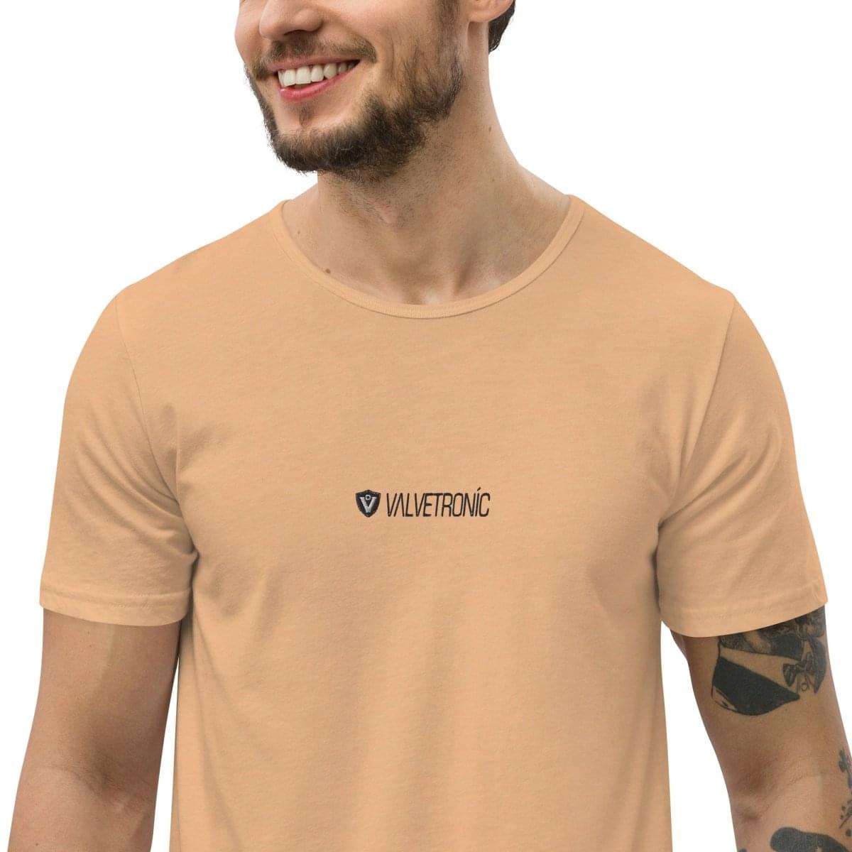 Men's Curved Hem T-Shirt White logo (Valvetronic).