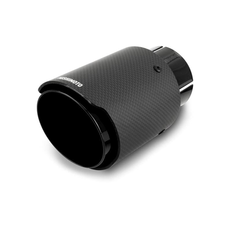 Mishimoto Carbon Fiber Muffler Tip 3in Inlet 4in Outlet Black.