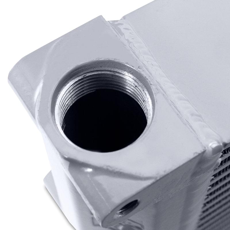 Mishimoto Heavy-Duty Oil Cooler - 17in. Same-Side Outlets - Silver.
