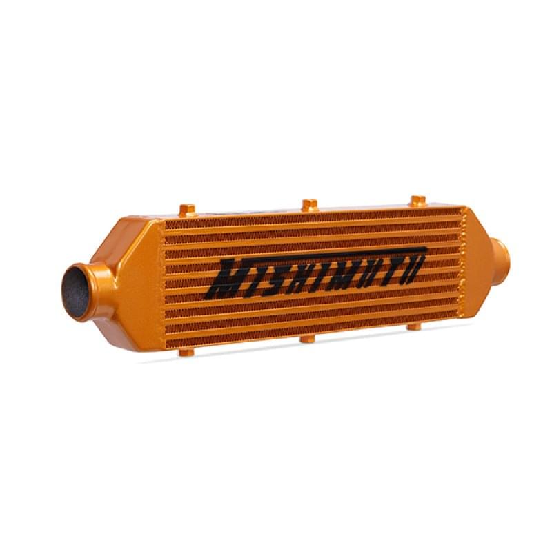 Mishimoto Universal Gold Z Line Intercooler Overall Size: 28x8x3 Core Size: 21x6x2.5 Inlet / Outlet.