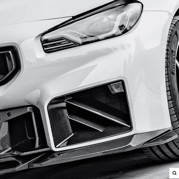 SooQoo BMW G87 M2 SQ Twin Fin Front Ducts In Gloss Carbon Fibre.