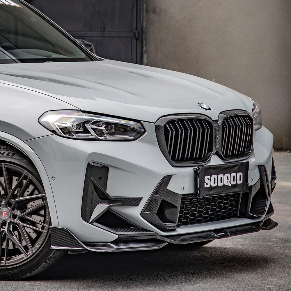 SOOQOO BMW X3M F97 X4M F98 LCI Carbon Fiber Front Lip.