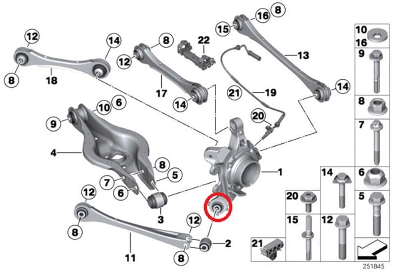 SPL Parts 2010+ BMW F2x 2 Series /  2011+ BMW F3 X 3 & 4 Series Rear Traction Arm Knuckle Bushing.