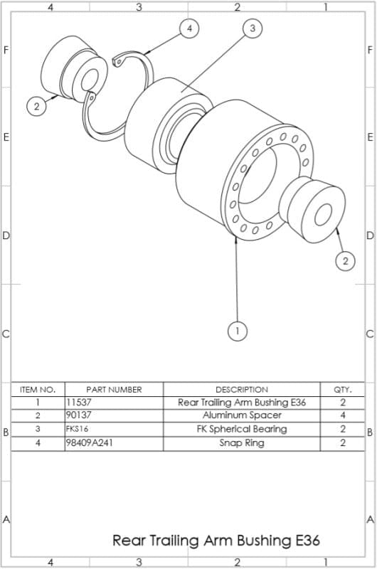 SPL Parts 90-00 BMW 3 Series (E36/E46) Rear Trailing Arm Bushings.