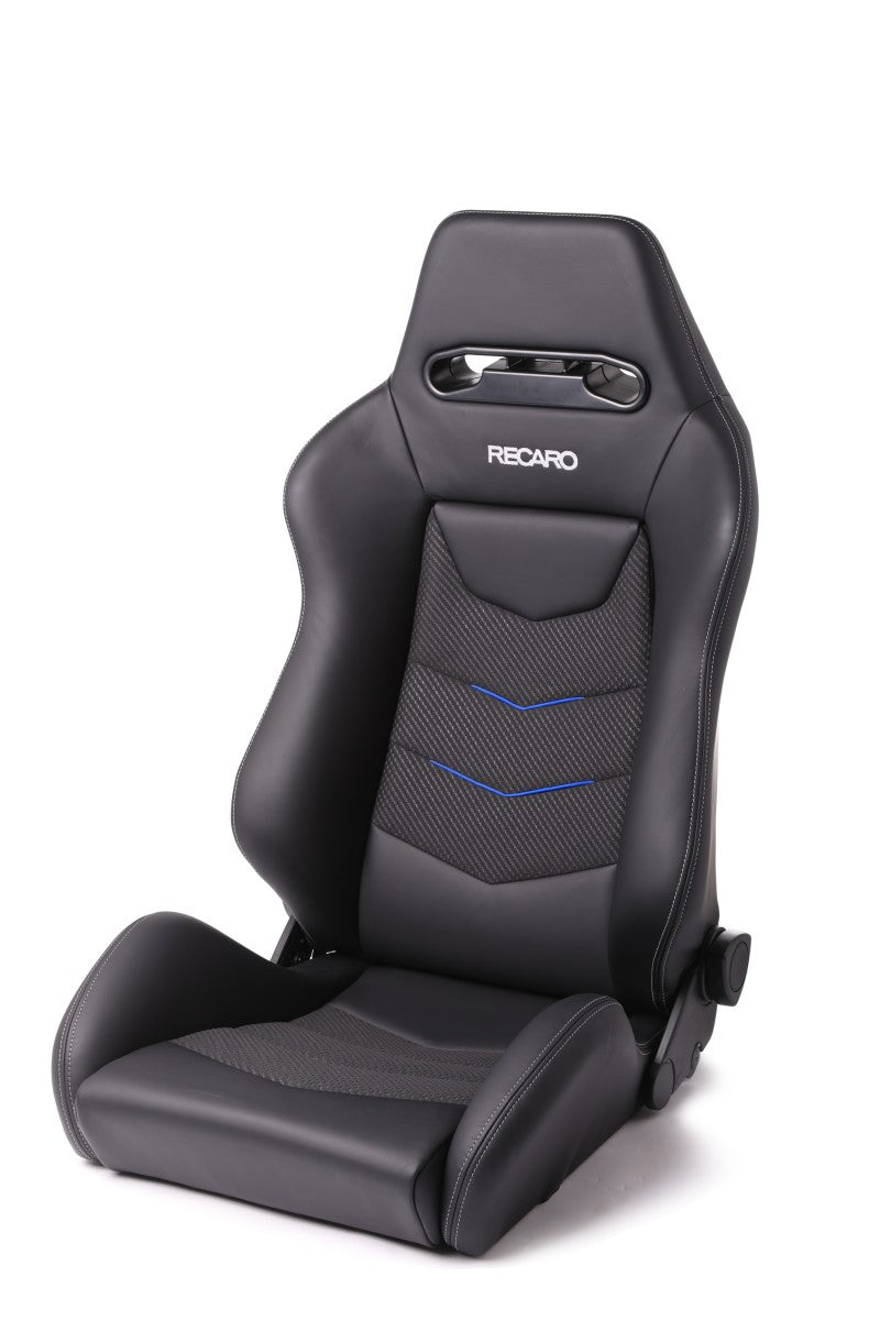 Recaro Speed V Passenger Seat - Black Leather/Blue Suede Accent - COLORADO N5X