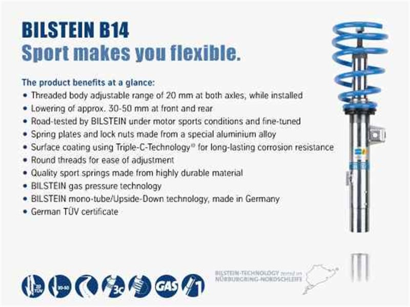 Bilstein B14 (PSS) 12-13 BMW 328i/335i Front & Rear Performance Suspension Kit - COLORADO N5X