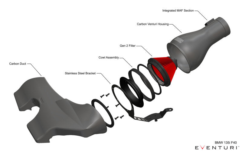 Eventuri Mini Countryman JCW 306hp Black Carbon Intake - No Scoop - COLORADO N5X