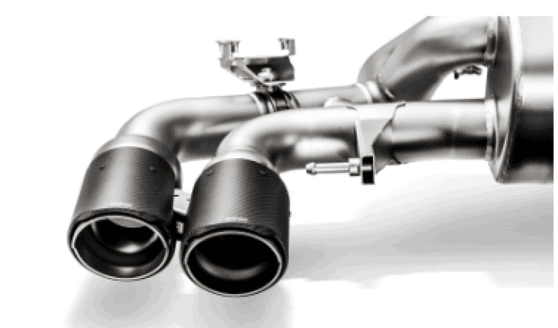 Akrapovic 18+ BMW M5 (F90) Evolution Tail Pipe Set (Carbon) w/ Red/White Akraprovic Logo.
