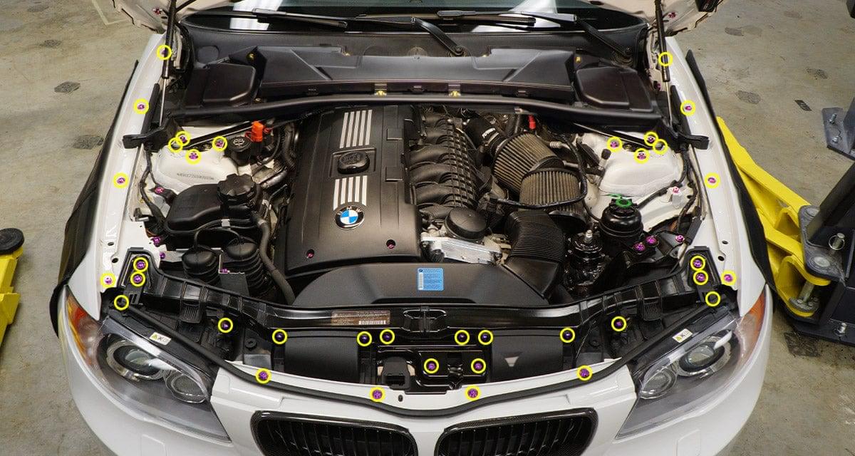Dress Up Bolts Stage 1 Titanium Hardware Engine Bay Kit - BMW E82 135i (2007-2012).