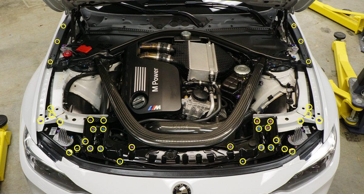 Dress Up Bolts Stage 1 Titanium Hardware Engine Bay Kit - BMW F80 M3 (2014-2018).