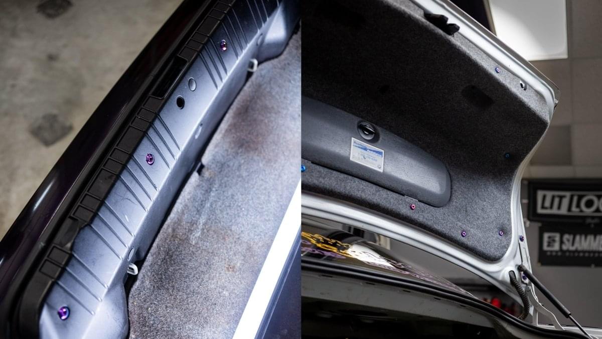 Dress Up Bolts Stage 2 Titanium Hardware Trunk Kit - BMW E46 M3 (2000-2006).