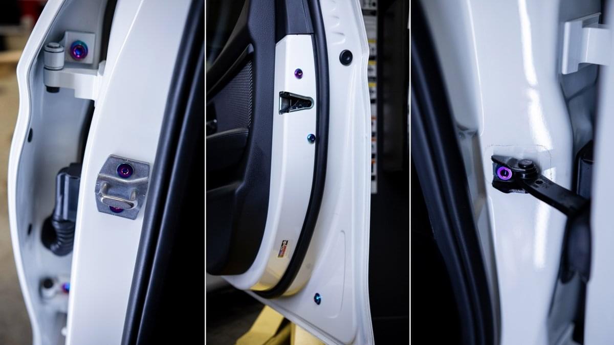 Dress Up Bolts Titanium Hardware Door Kit - BMW F80 M3 (2014-2018).