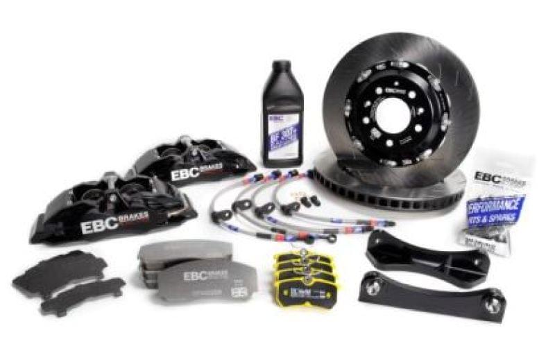 EBC Racing 12-19 BMW 3-Series (F30/F31/F34) Black Apollo-4 Calipers 330mm Rotors Front Big Brake Kit.